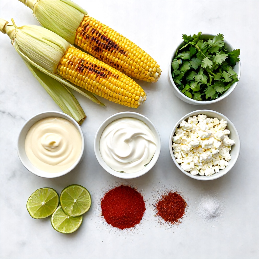 Raw Ingredients for Grilled Mexican Street Corn