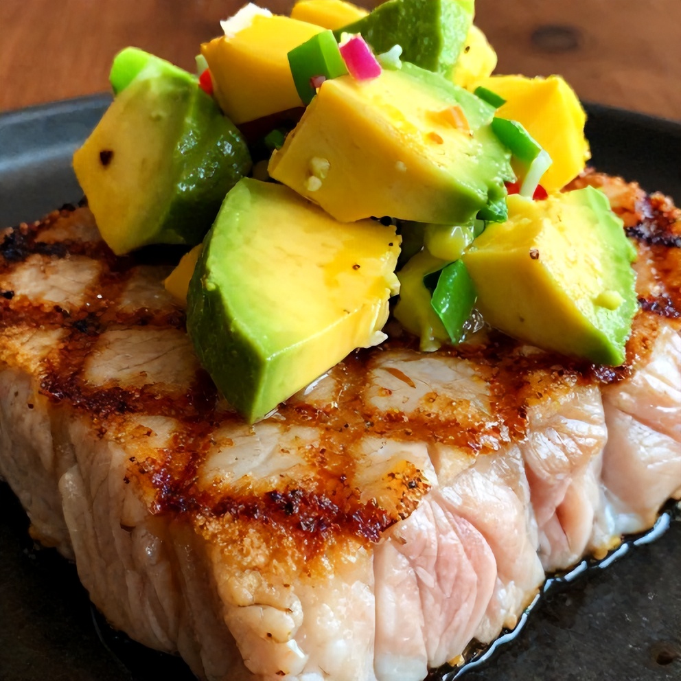 Grilled Tuna Steak with Mango Avocado Salsa