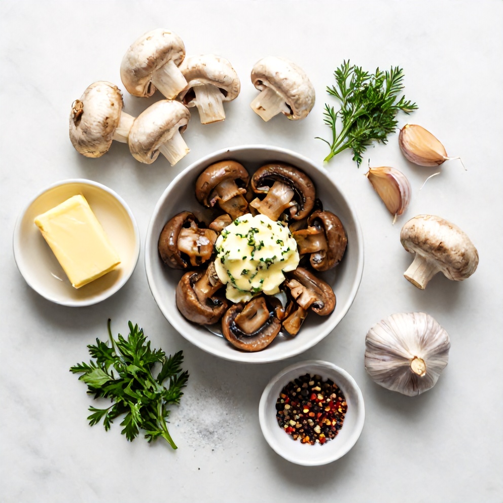Raw Ingredients for Herb Butter Sautéed Mushrooms