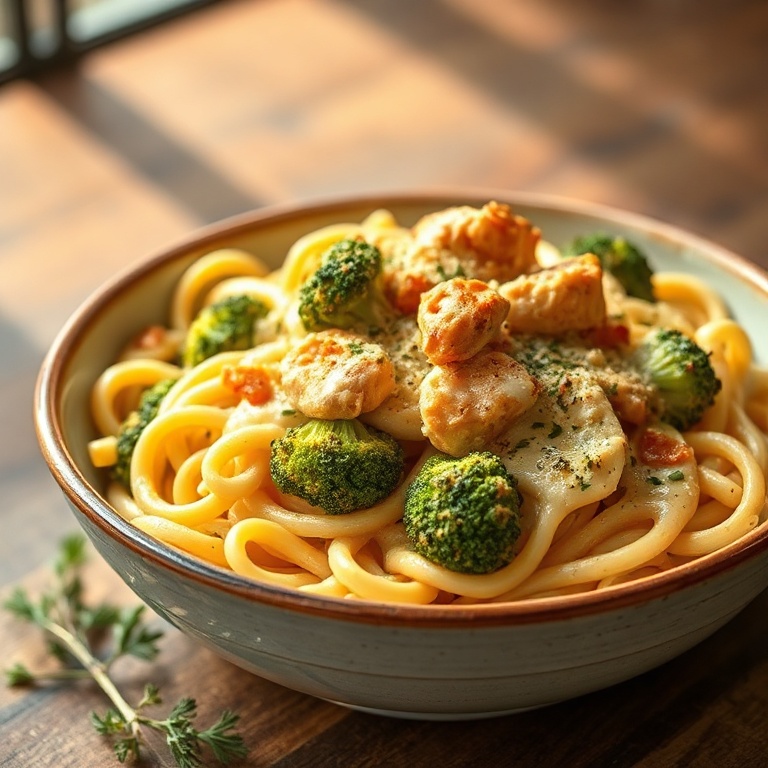 High Protein Rotisserie Chicken Broccoli Pasta