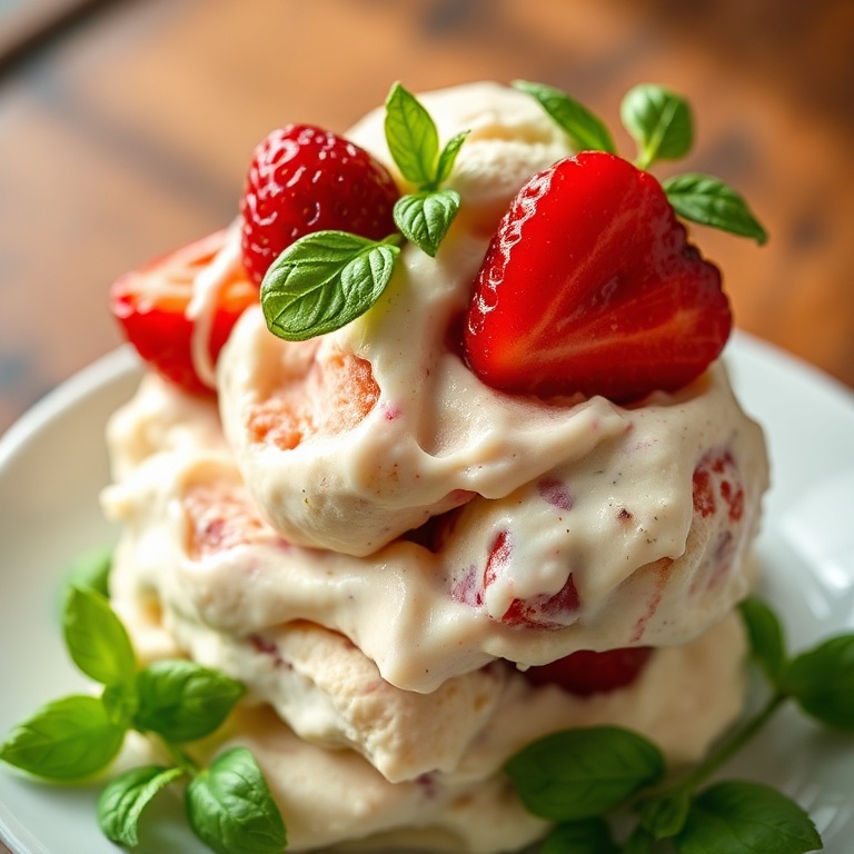 homemade roasted strawberry basil ice cream
