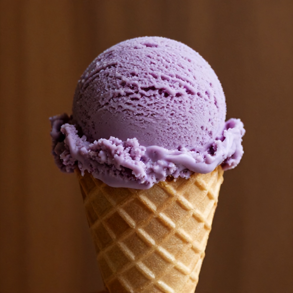 Honey Lavender Ice Cream Scoop on a Cone