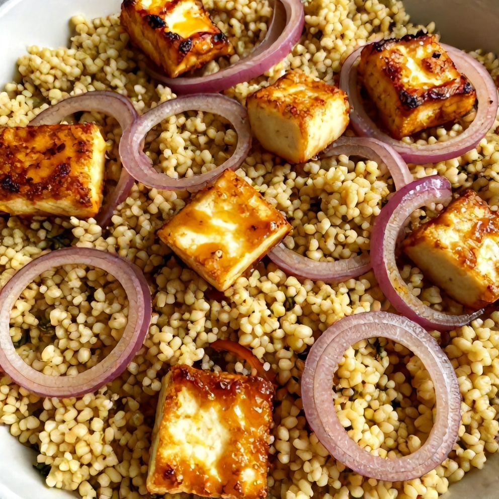 Hot Honey Halloumi Couscous Salad