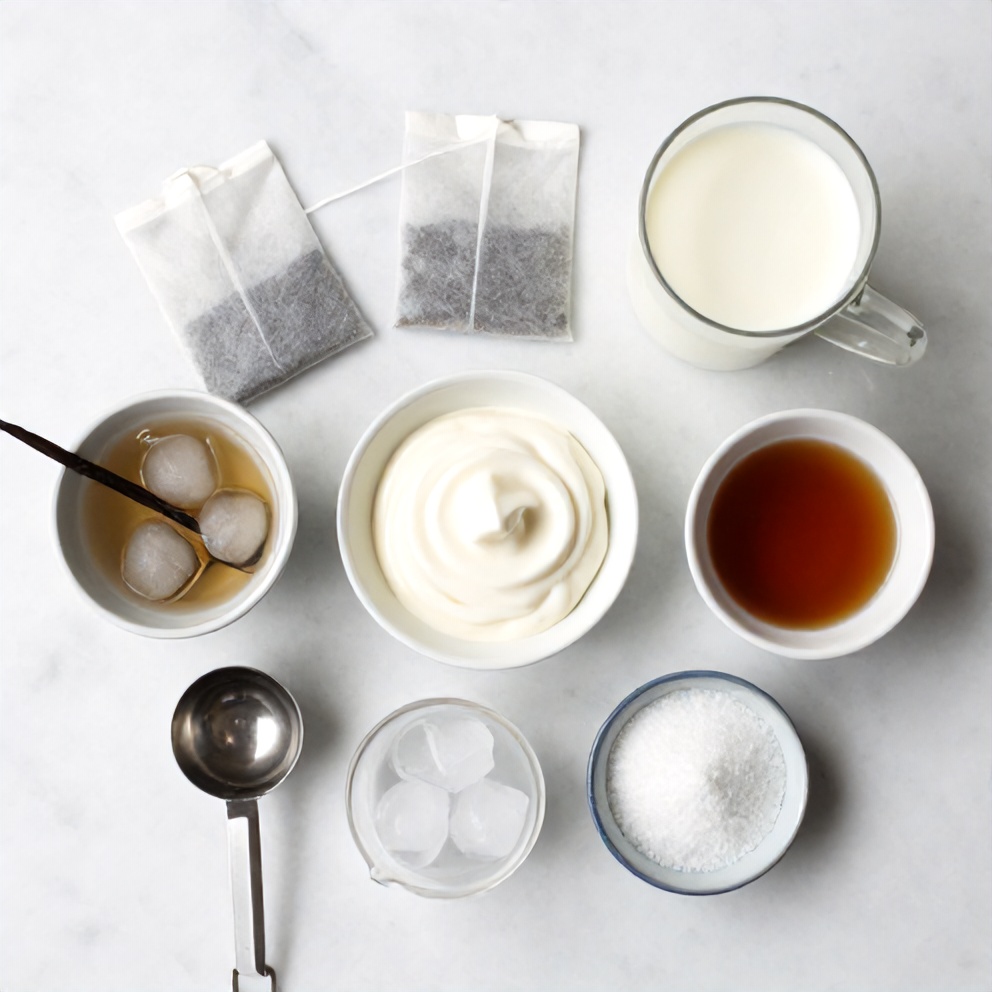Ingredients for Iced Blue Tea Latte