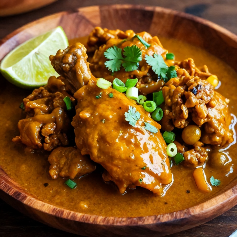 Plated Jamaican Curry Chicken