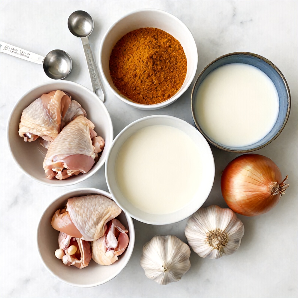 Raw ingredients for Jamaican Curry Chicken