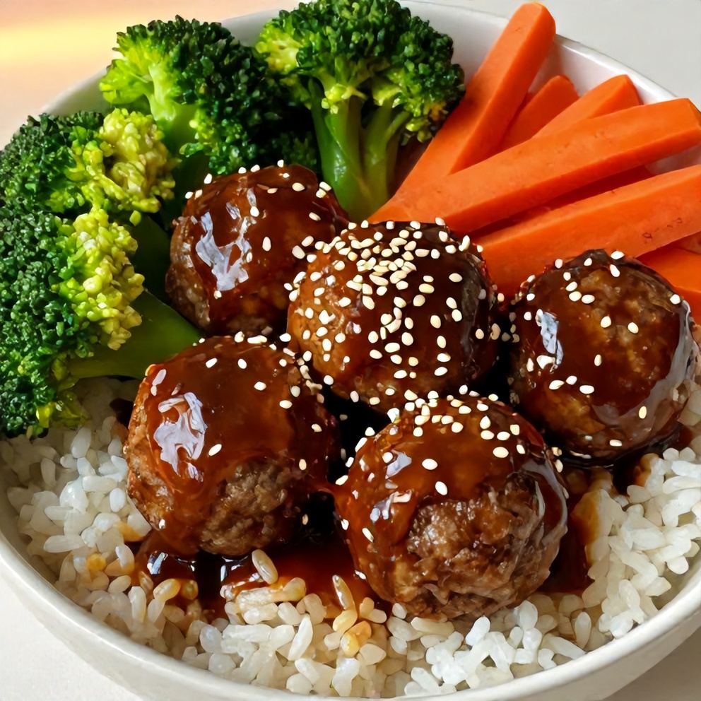 Korean BBQ Meatball Rice Bowls