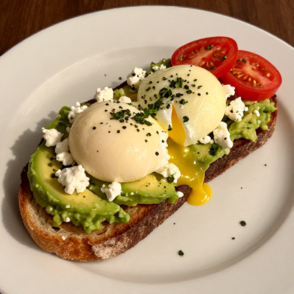 Mediterranean Avocado Toast with Poached Egg and Feta