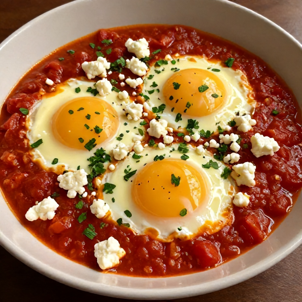Plated Mediterranean Baked Eggs