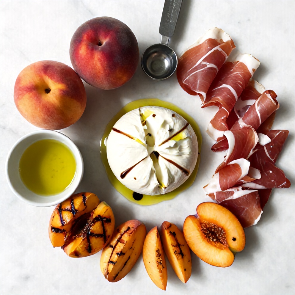 Mediterranean Grilled Peach and Prosciutto Salad Ingredients