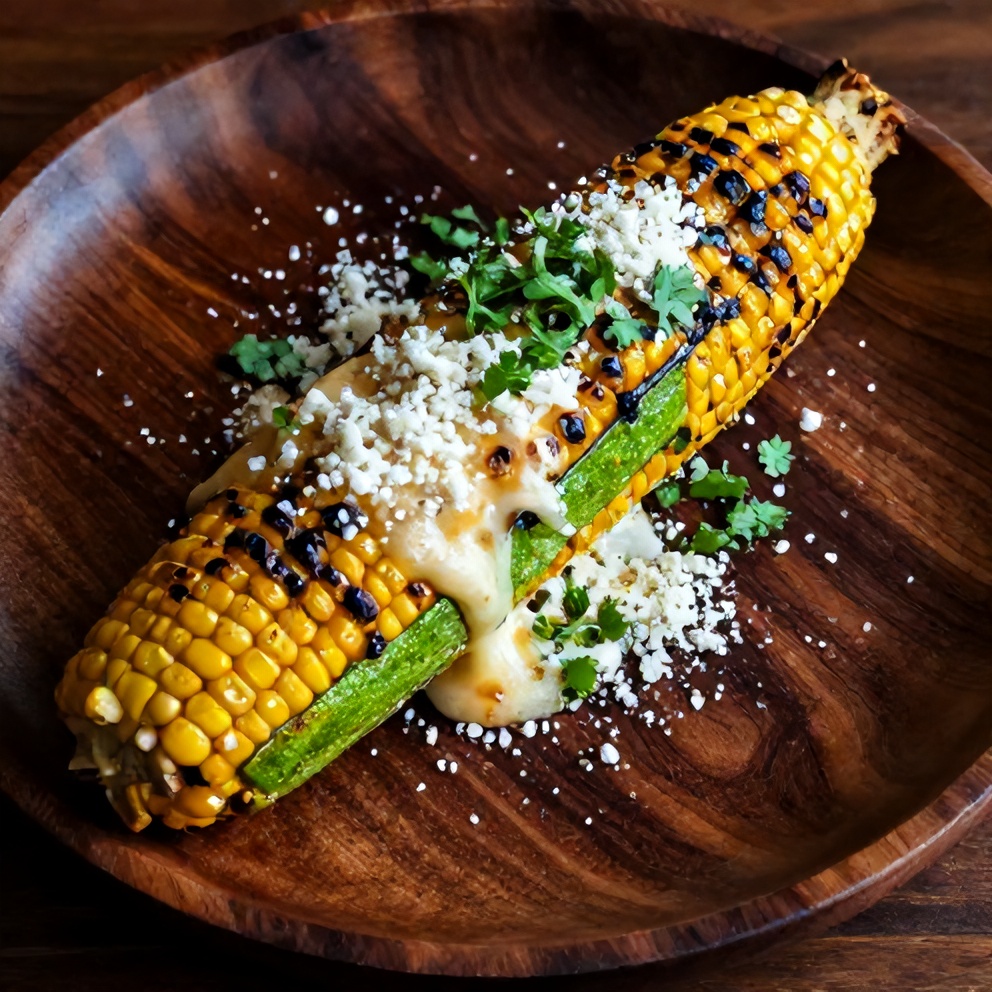 Plated Mexican Street Corn Style Grilled Zucchini