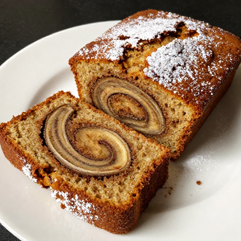Sliced moist banana bread