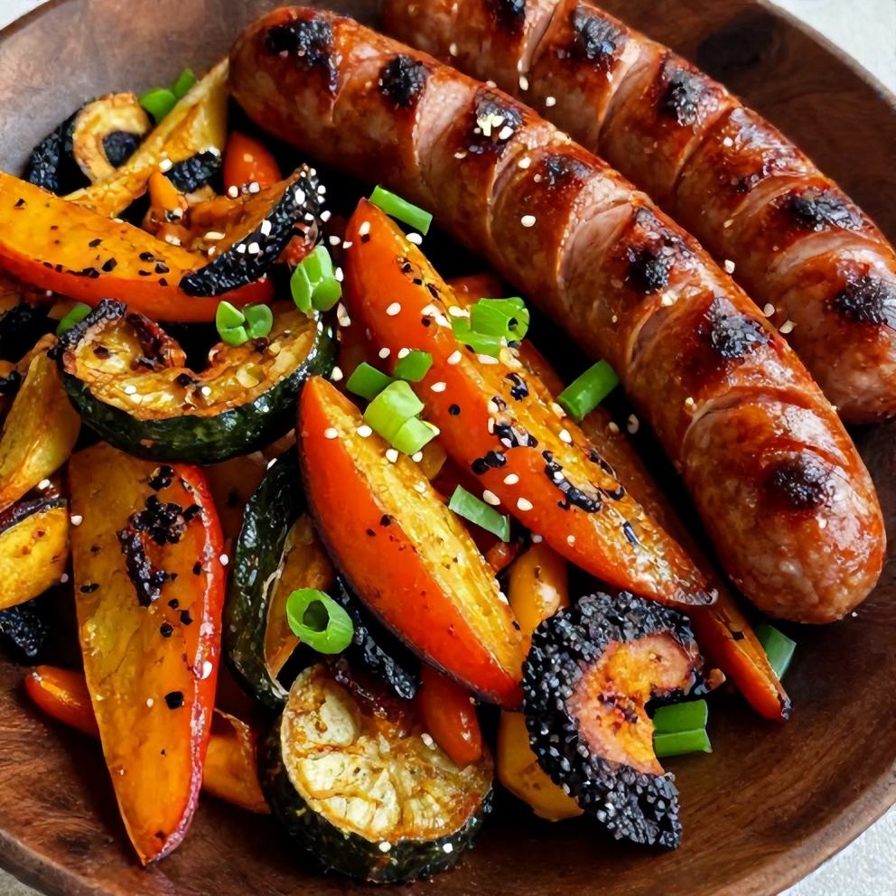 One-Pan Honey Garlic Kielbasa and Veggies Dinner Served