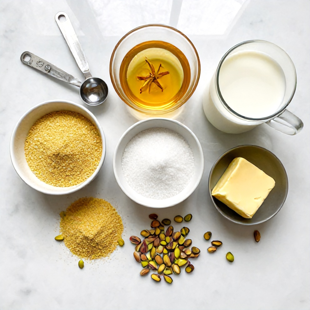 Raw ingredients for Orange Blossom Semolina Pudding