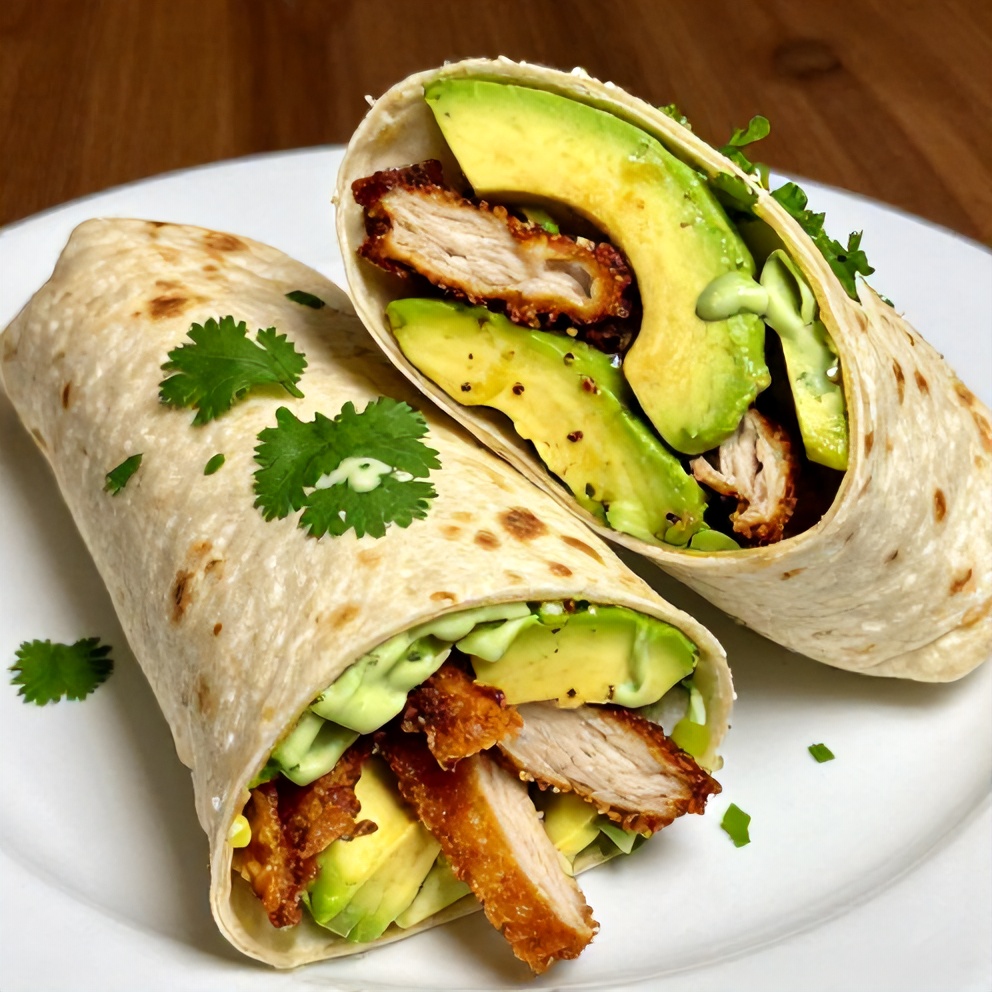 Plated Quick Chicken Avocado Wrap