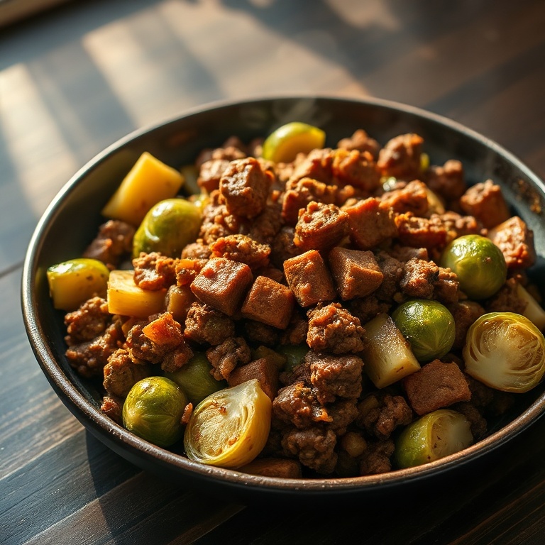 Quick Ground Beef and Brussels Sprouts Stir Fry