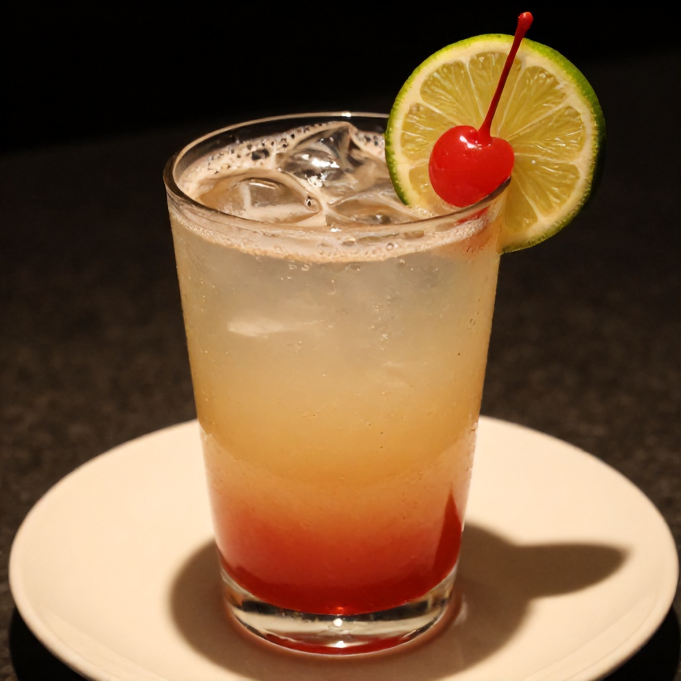 Cherry Limeade in a Glass with Ice