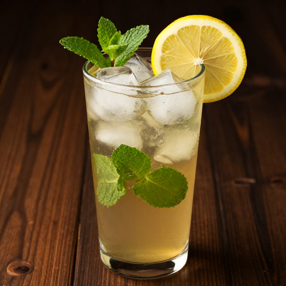 A perfect serving of mint and lemon verbena iced tea