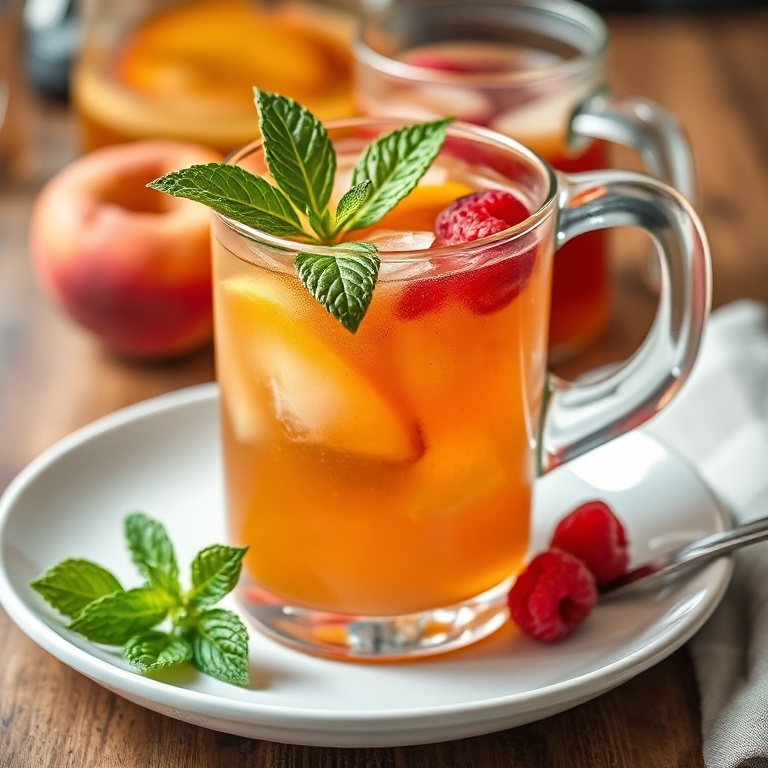 Refreshing Peach Raspberry Iced Tea