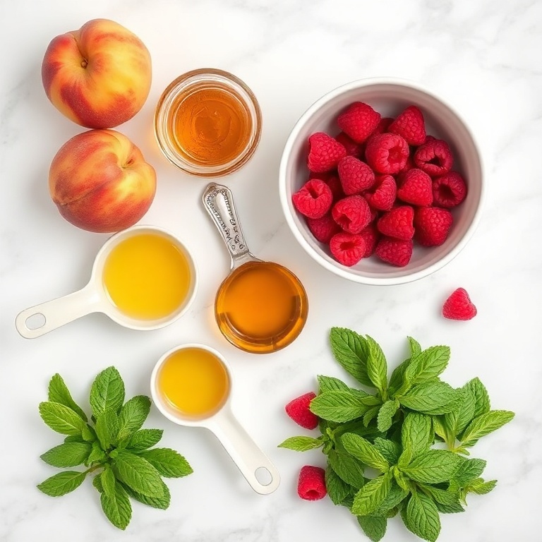 Ingredients for Refreshing Peach Raspberry Iced Tea