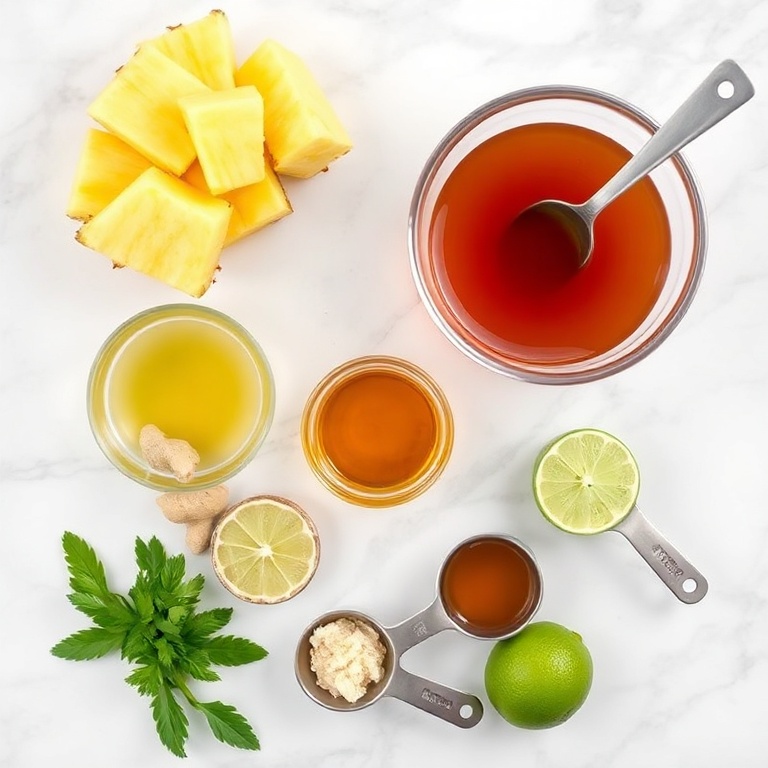 Ingredients for Refreshing Pineapple Ginger Beef Broth Mocktail