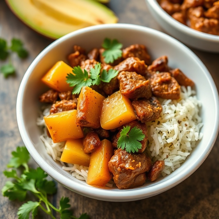 Slow Cooker Chipotle Pineapple Beef Bowls