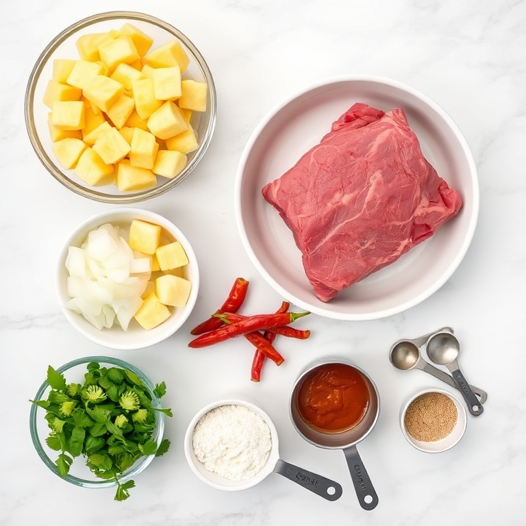 Ingredients for Slow Cooker Chipotle Pineapple Beef Bowls