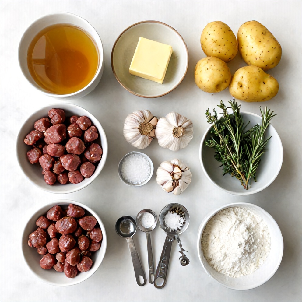Raw ingredients for Garlic Butter Beef Bites