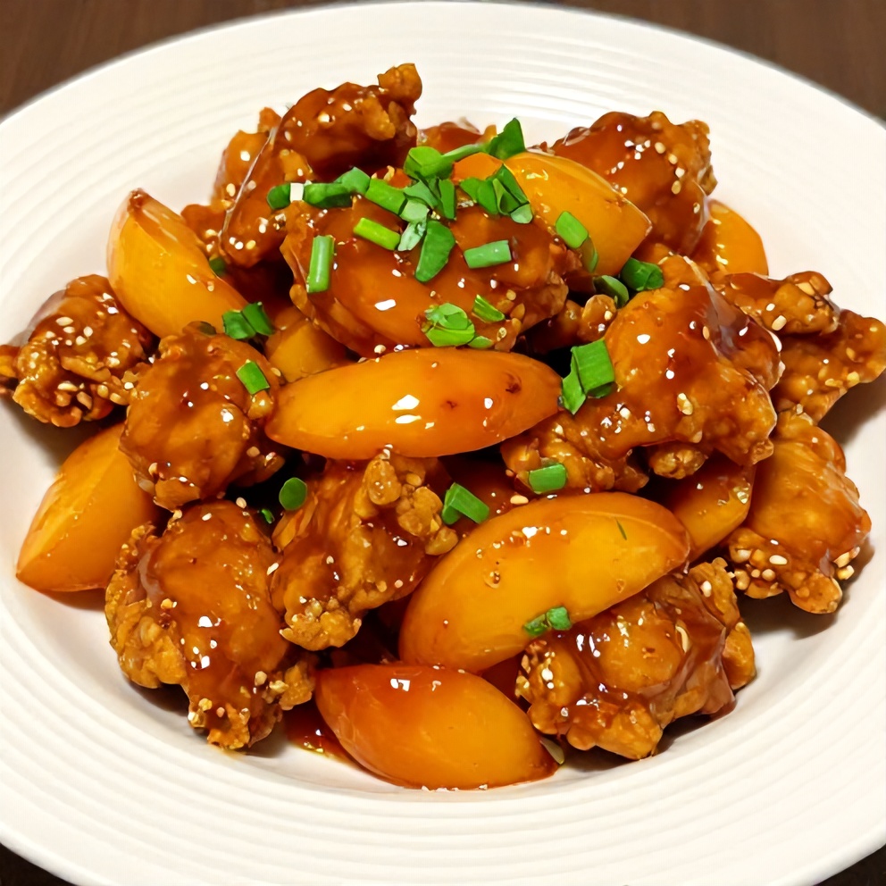 Plated Spicy Jalapeño Peach Chicken