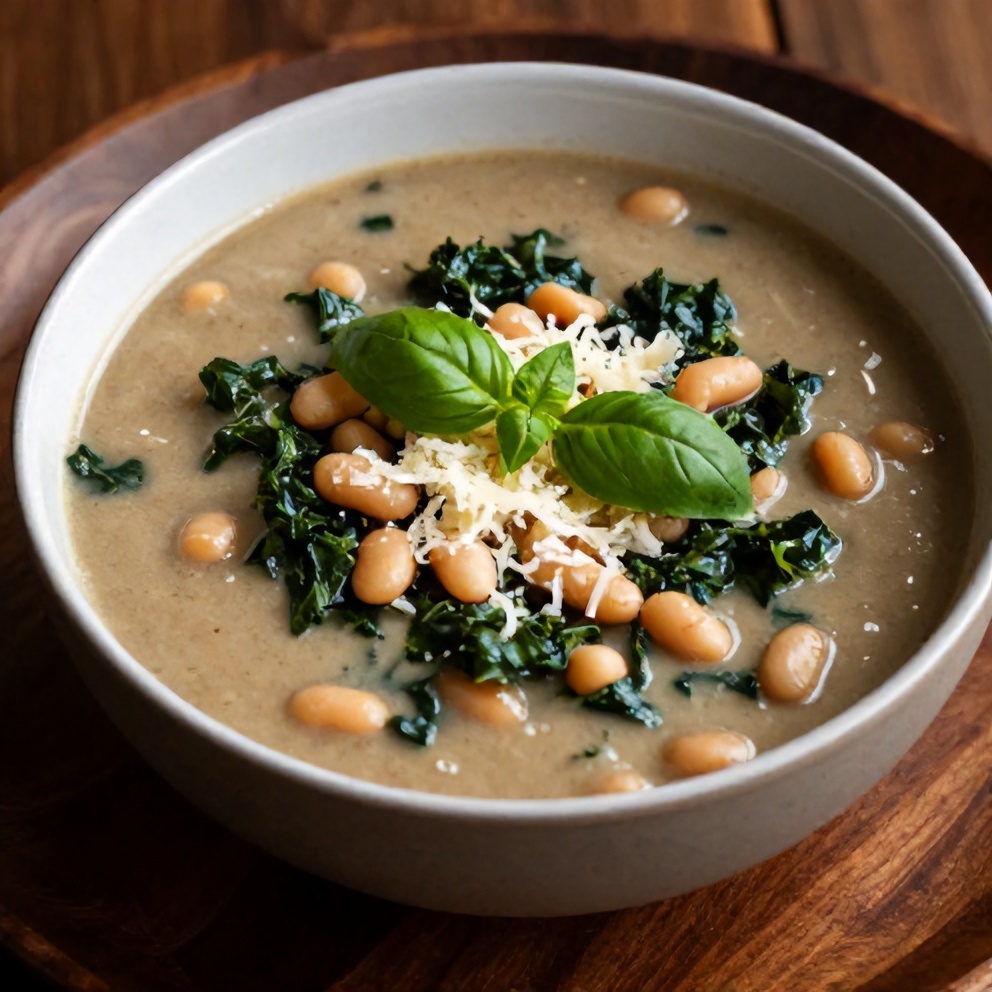 White Bean and Kale Soup Served