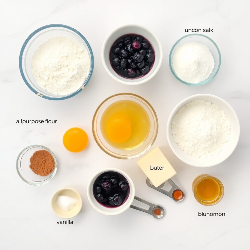 Raw ingredients for blueberry cinnamon rolls