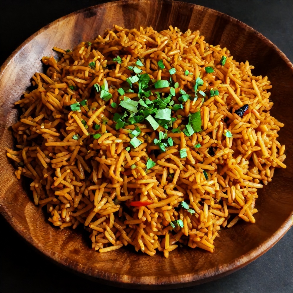 Spanish Rice plated with chopped cilantro