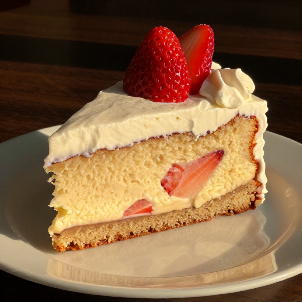 Slice of Strawberry Milkshake Pound Cake on a plate