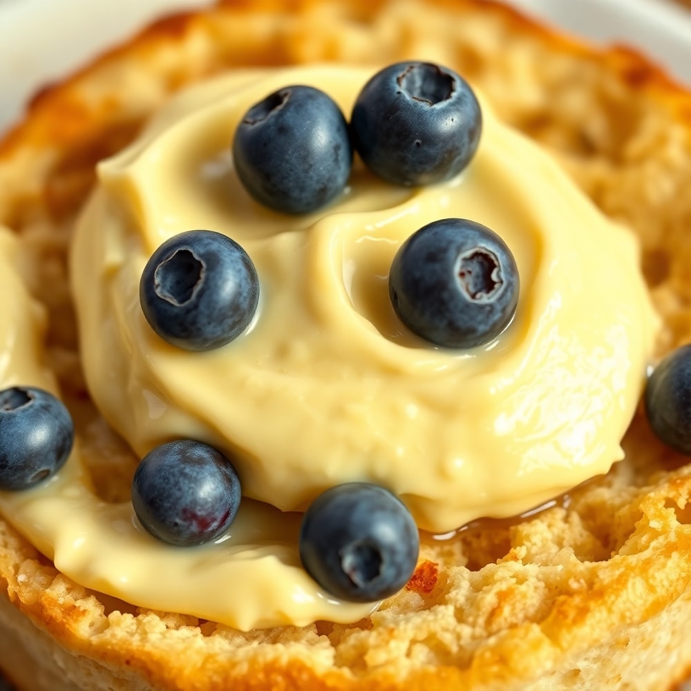 Blueberry butter served on a toasted biscuit
