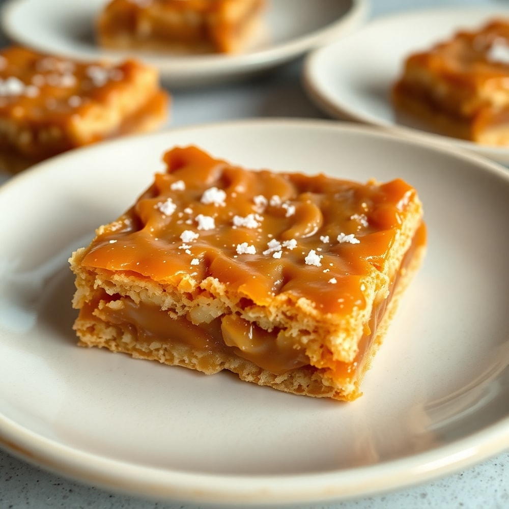 Caramel Crush Bars on a plate with a spoon