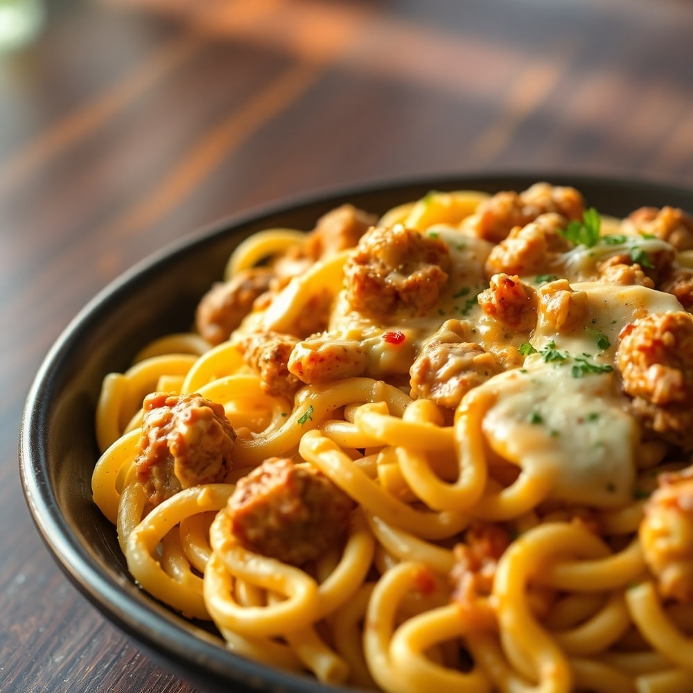 Cheesy Chicken and Sausage Pasta