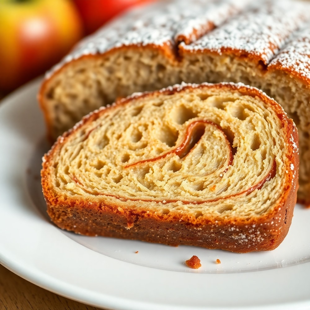 Sliced Cinnamon Apple Bread on a plate