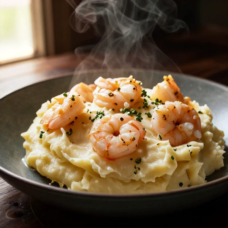 Creamy Garlic Shrimp Over Mashed Potatoes