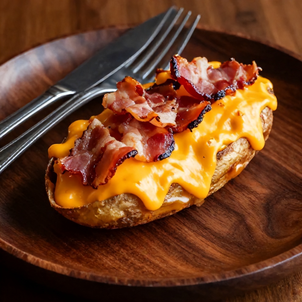 Plated Crispy Cheesy Potato Skins with Bacon