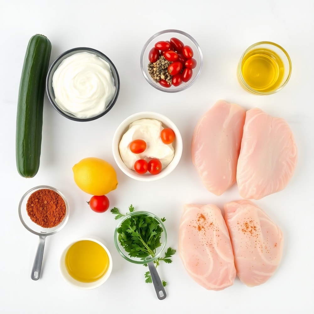 Raw ingredients for Greek Chicken Bowl