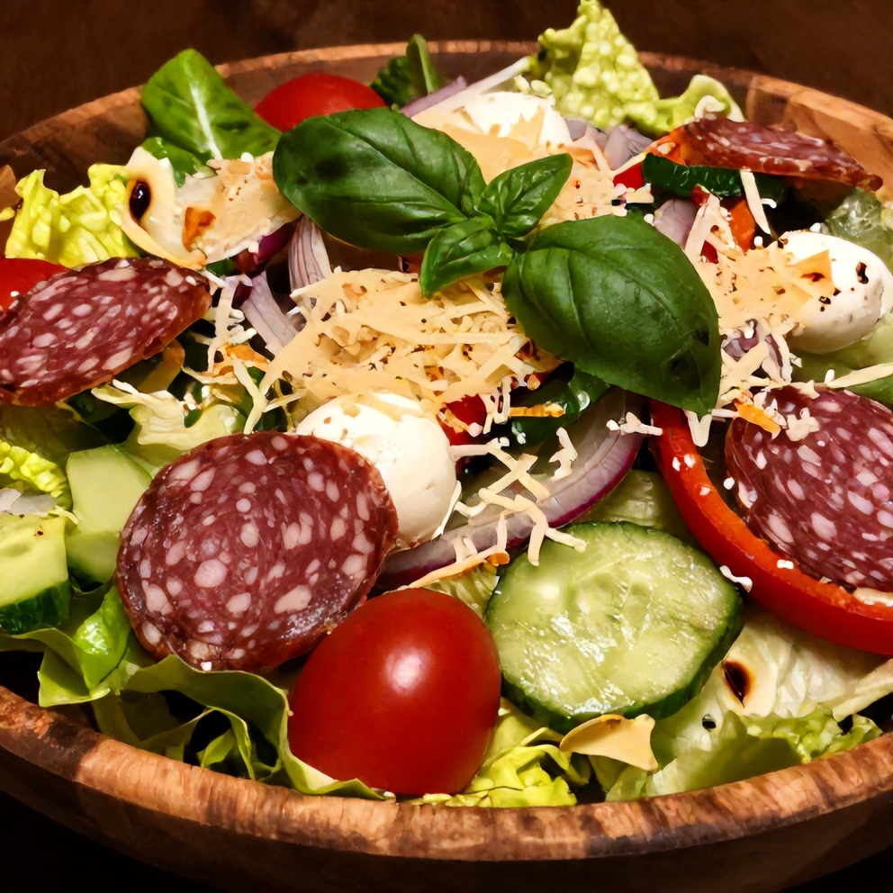 Plated Crispy Italian Salad with Homemade Italian Dressing