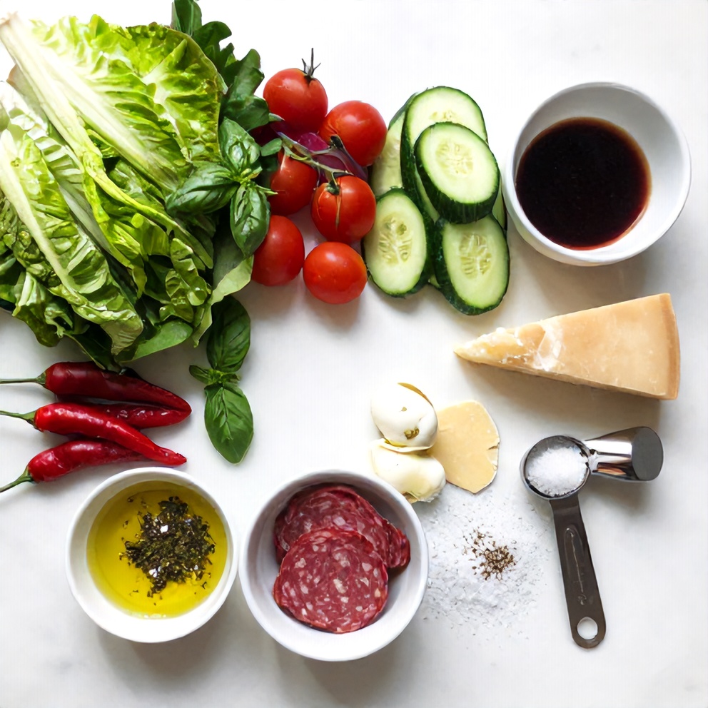 Raw Ingredients for Crispy Italian Salad