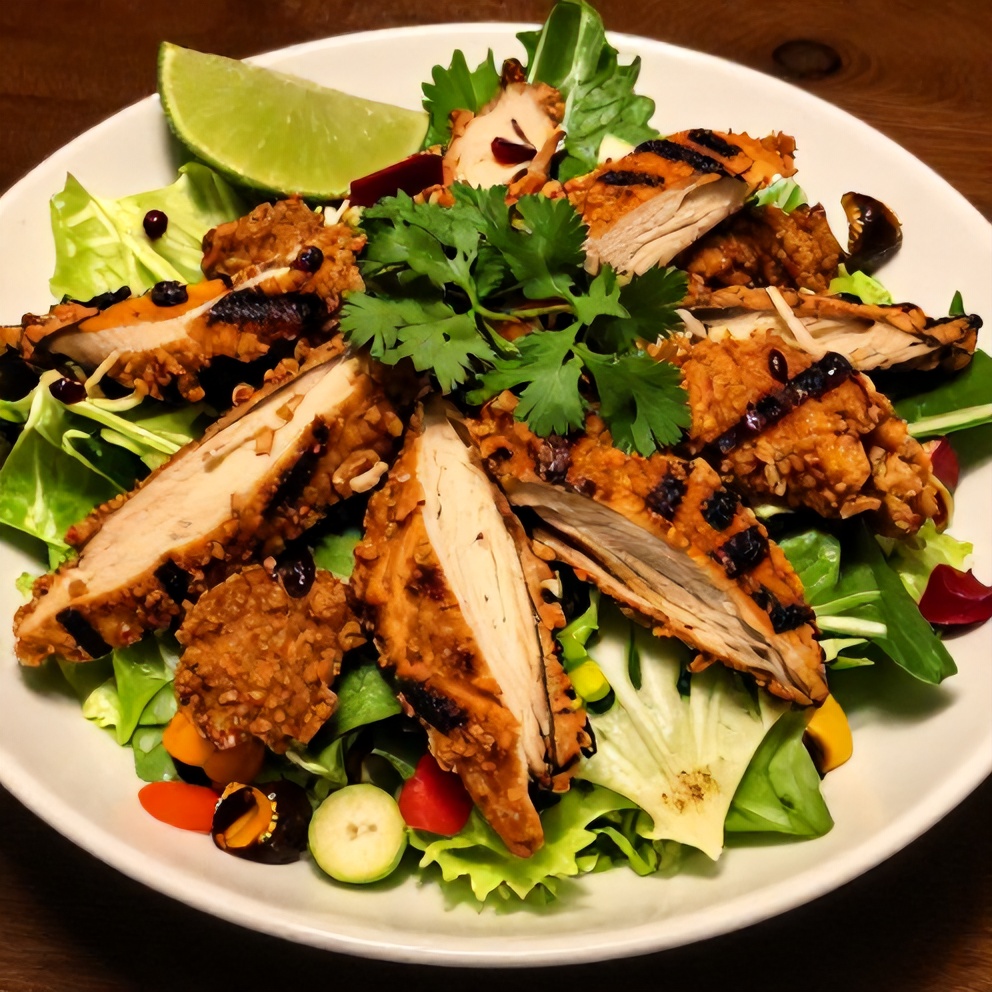 Crispy Mexican Grilled Chicken Salad Plated