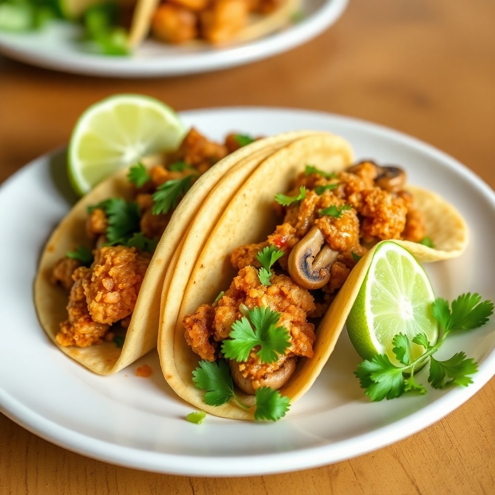 Crispy Mushroom Tacos on a plate