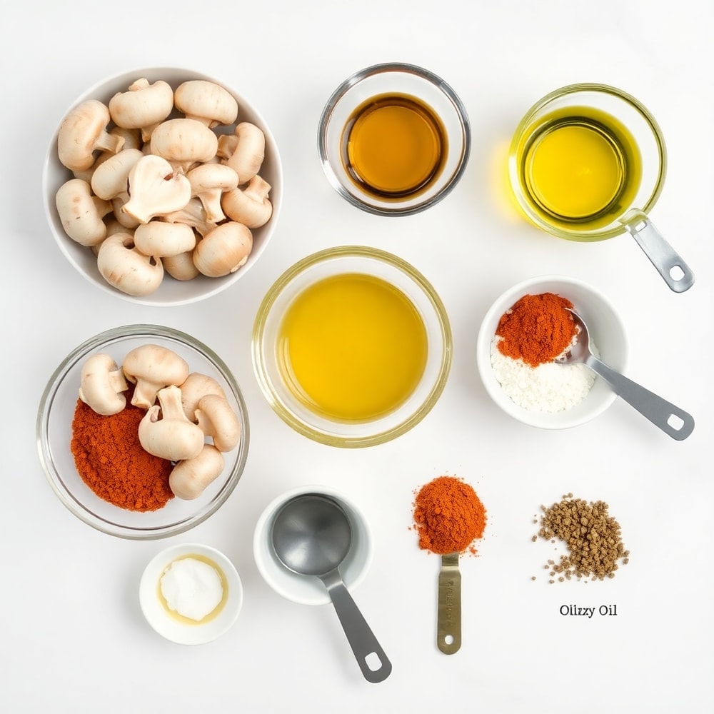Raw ingredients for Mushroom Tacos arranged in a flat lay