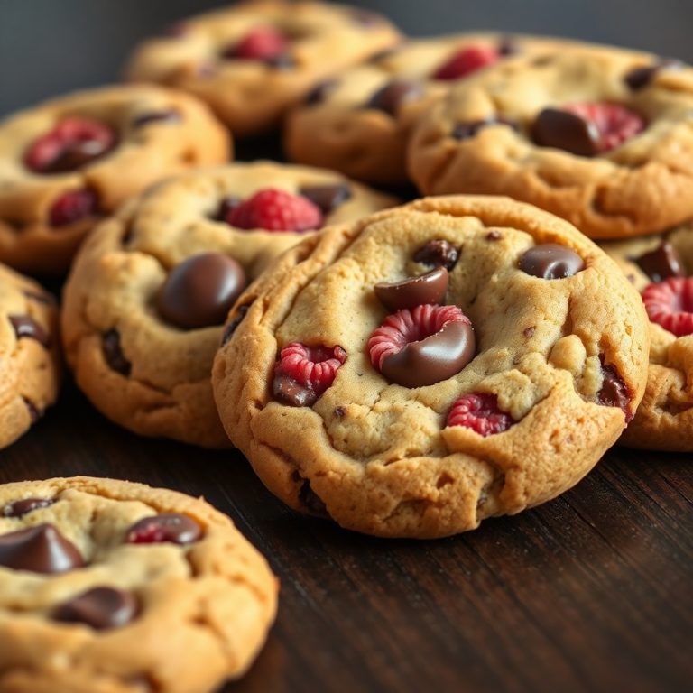crispy raspberry chocolate chip cookies