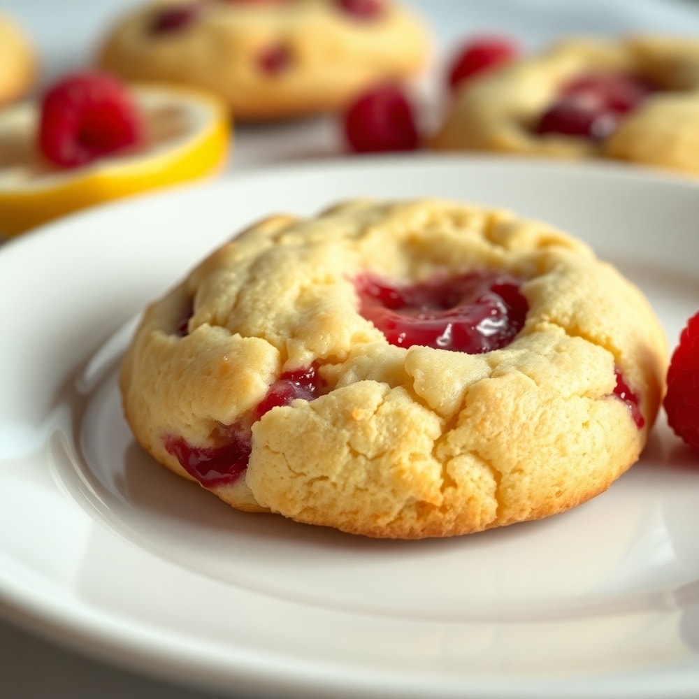 Raspberry Lemon Cookie on a white plate