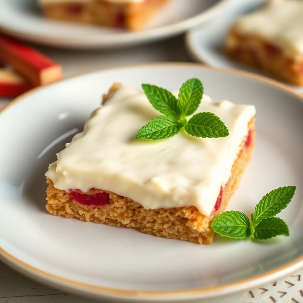 Rhubarb Bars with Cream Cheese Frosting