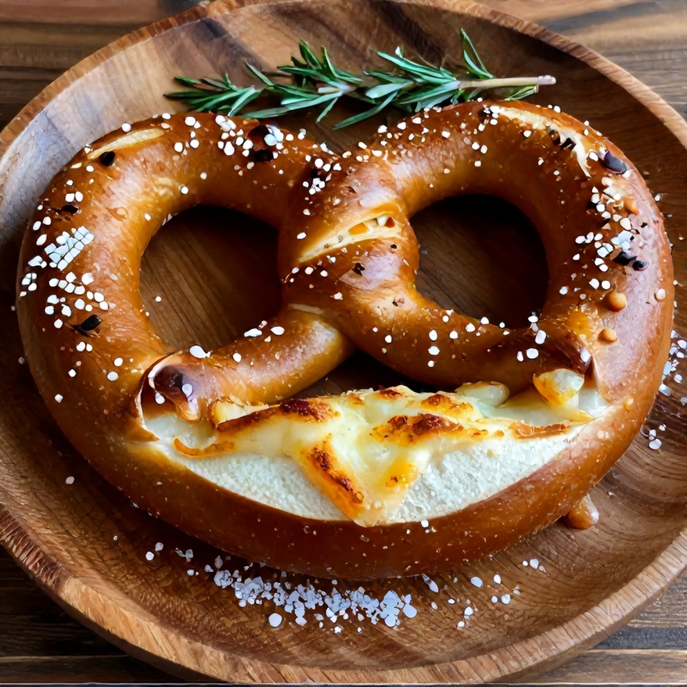 Plated Rosemary Parmesan Stuffed Pretzels