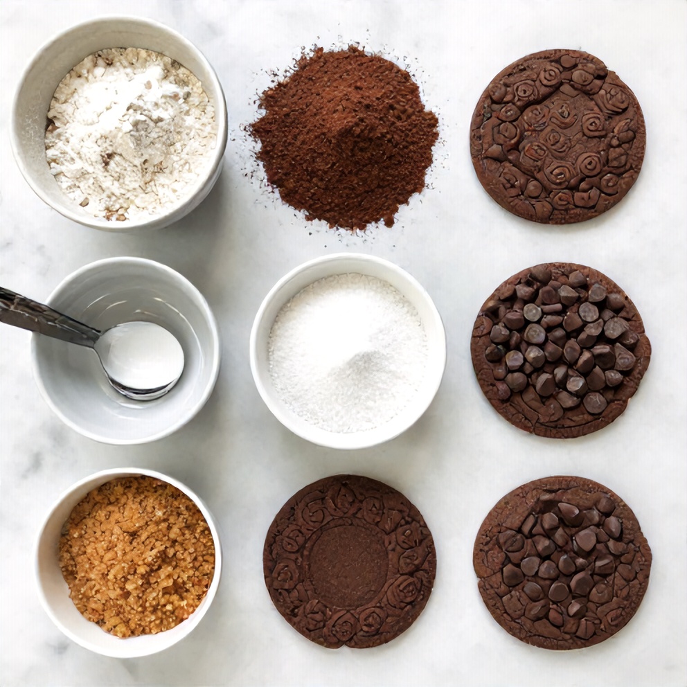 Raw ingredients for double chocolate cookies